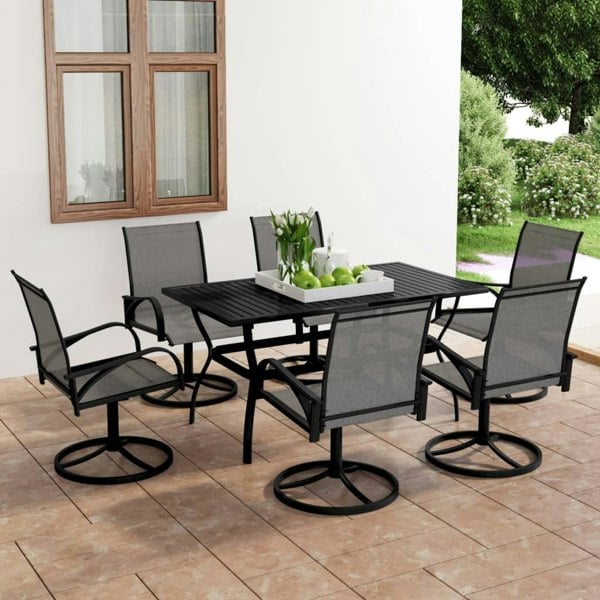 Berkfield 7 Piece Garden Dining Set Textilene and Steel