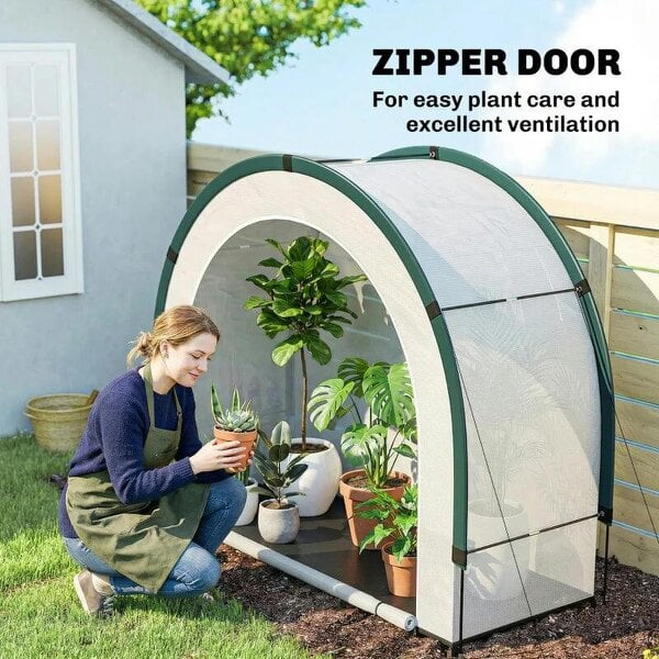 Foldable Small Greenhouse, Portable Green House Mini Greenhouse with Zipper Door, PE Base, 200 x 80 x 164 cm, Green