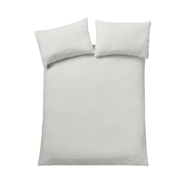 Catherine Lansfield Textured Wave Faux Fur Duvet Cover Set Cream
