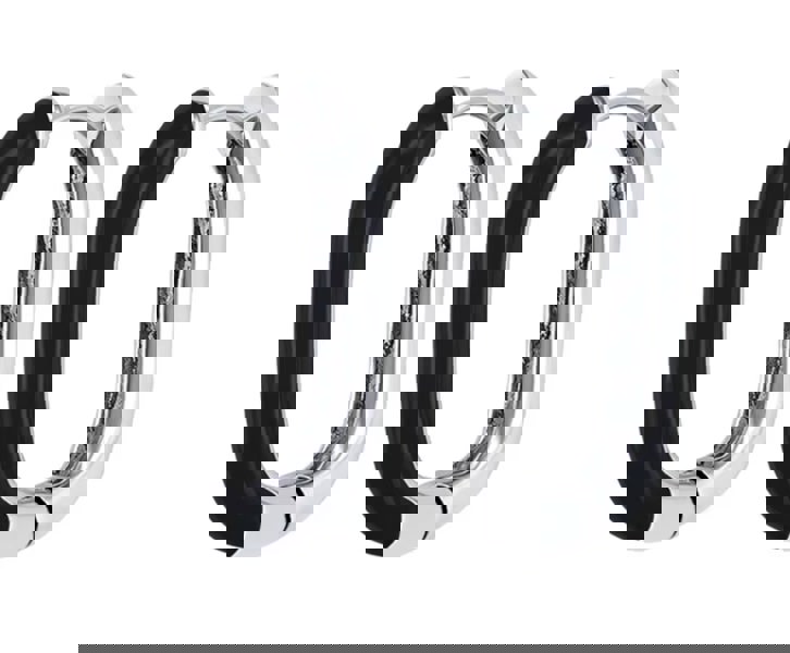 One Of A Kind Club Black silver rectangle huggie