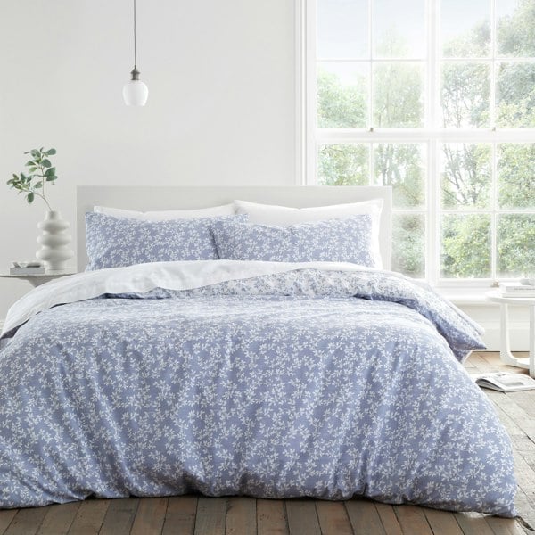 Bianca Shadow Leaves 200 Thread Count Cotton Reversible Duvet Cover Set