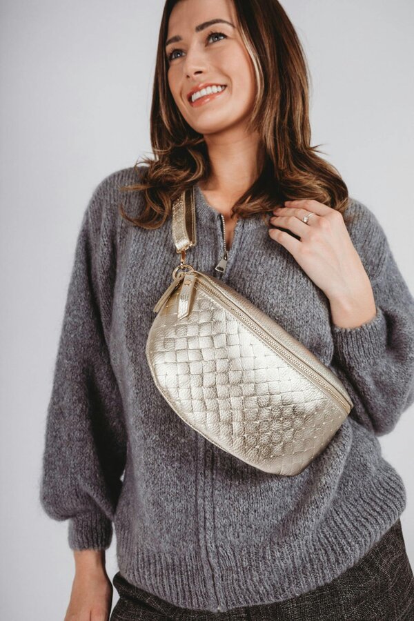 Elie Beaumont Woven Sling Bag Gold - Midi size