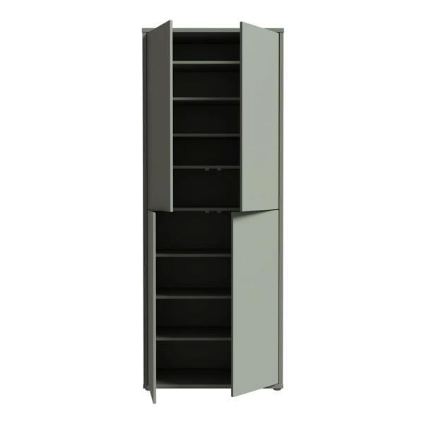 Furniture To Go Alice Springs Tall Shoe Cabinet with 4 Doors Push-to-Open in Sage Green