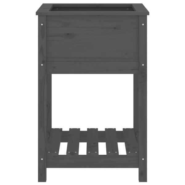 Berkfield Planter with Shelf Grey 54x54x81 cm Solid Wood Pine