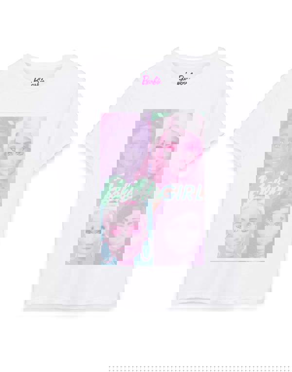 Barbie Girls White Colour Block Portrait Short Sleeved T-Shirt