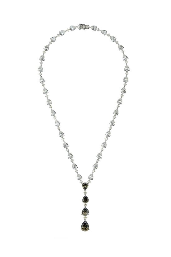Latelita Elizabeth Statement Necklace Smokey Quartz Silver