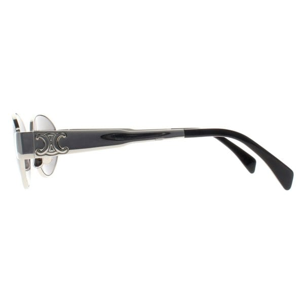 Celine Sunglasses Metal Triomphe CL40235U 16A Shiny Palladium Smoke Grey