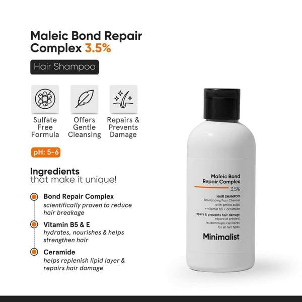 Minimalist Hair Care Maleic Bond Repair Complex 3.5% Hair Shampoo 250ml - Additional 2
