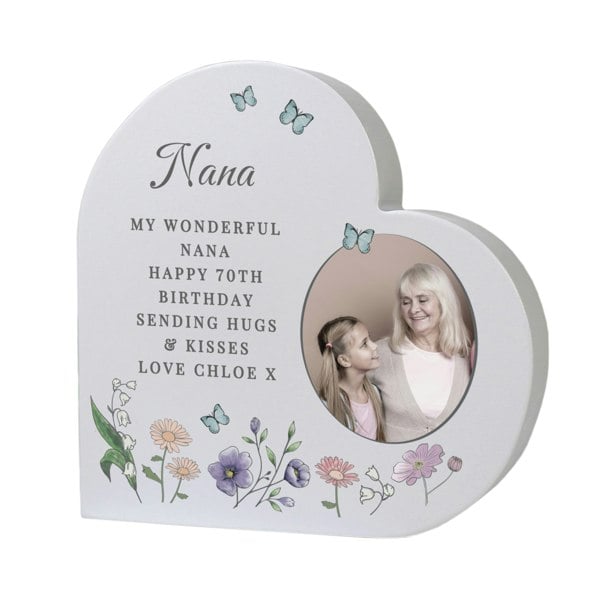 Personalised Memento Company Personalised Wild Flowers Photo Upload Heart Ornament