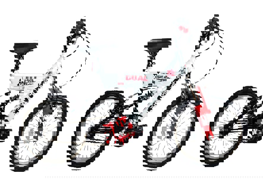 XN Revenge Boys Full Suspension Mountain Bike 16in Wheel - White/Red/Black