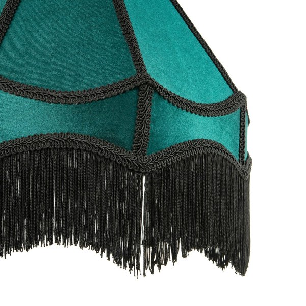 Traditional Victorian Empire 40cm Lamp Shade in Dark Emerald Velvet with Tassels Image 3