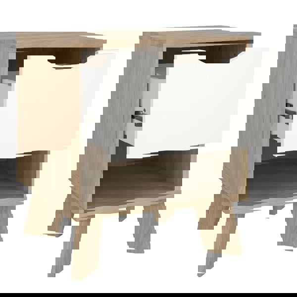 Furniture To Go Ikast Nightstand 1 Drawer in Jackson Hickory and White