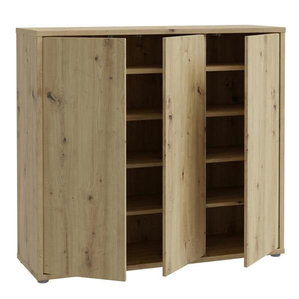 Furniture To Go Alice Springs Shoe Cabinet with 3 Doors Push-to-Open in Artisan Oak