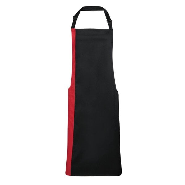 Premier Unisex Contrast Workwear Bib Apron - Black/ Red