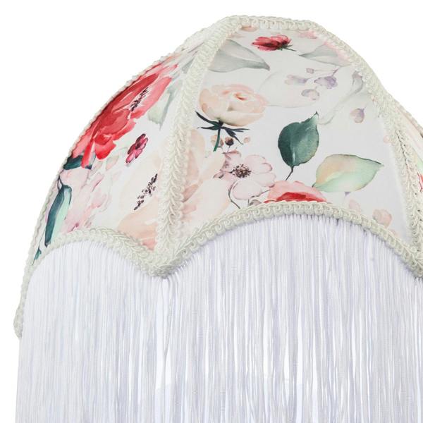1920s Vintage Lamp Shade with Pastel Pink and Green Floral Decoration Image 5