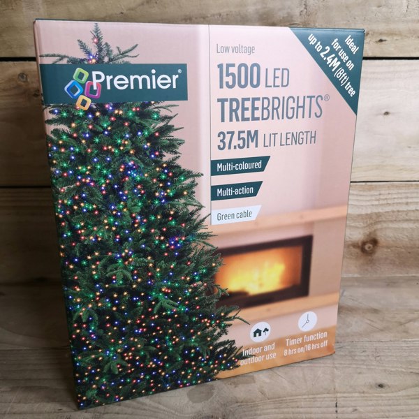 Samuel Alexander 1500 LED 37.5m Indoor Outdoor Christmas Multi Function Mains Operated String Lights with Timer in Multicoloured