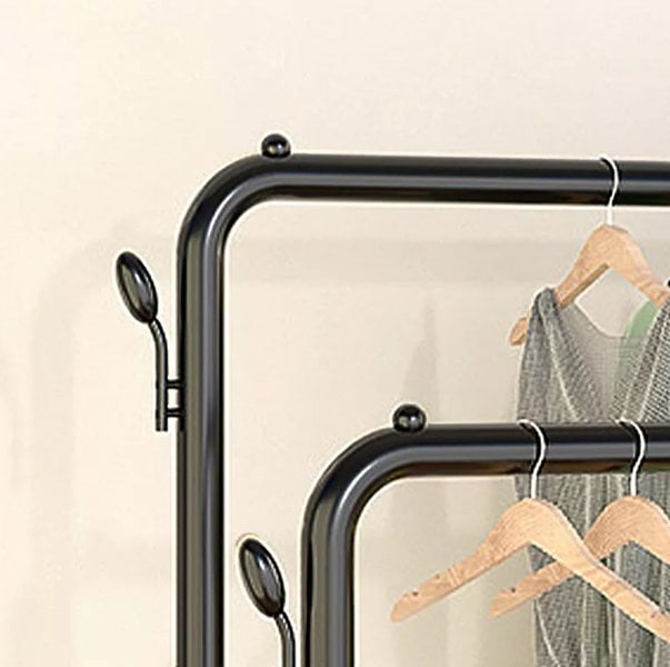 Modcraft Black Heavy Duty Double Rail Clothes Rack – Garment Hanging Stand with Wheels