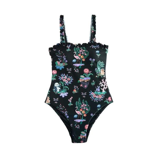 Cath Kidston Womens/Ladies Island Print Frill Trim One Piece Swimsuit - Black - 