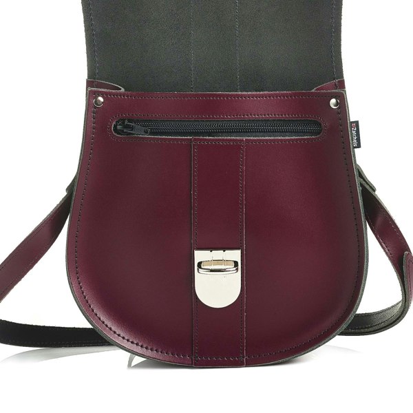 Zatchels Handmade Leather Pushlock Saddle Bag - Marsala Red