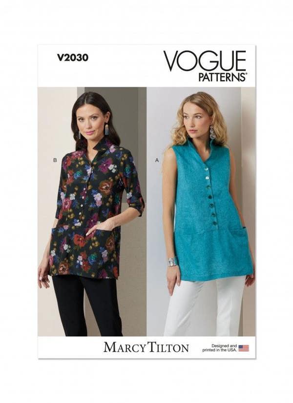 Vogue Sewing Pattern 2030, Tops, Tunics for Women, B5(8-10-12-14-16) - Easy