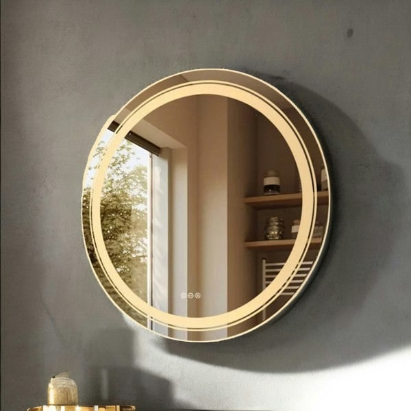 Rafaelo Mobilia LED Illuminated Dimmable Round Wall Mirror With Anti-Fog And Demister