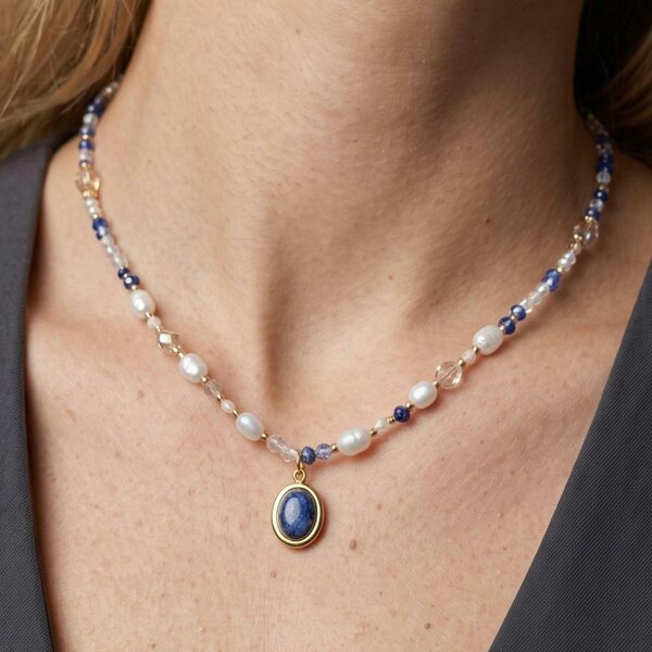 Uchi & Soto Enso Crystal Necklace with Sodalite Pendant