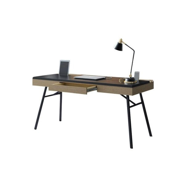 Justine Office Desk With Storage Drawers, Solid Wood-Weilai Concept-Weilai Concept