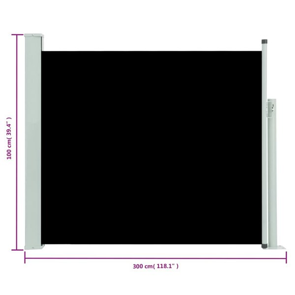 Berkfield Patio Retractable Side Awning 100x300 cm Black