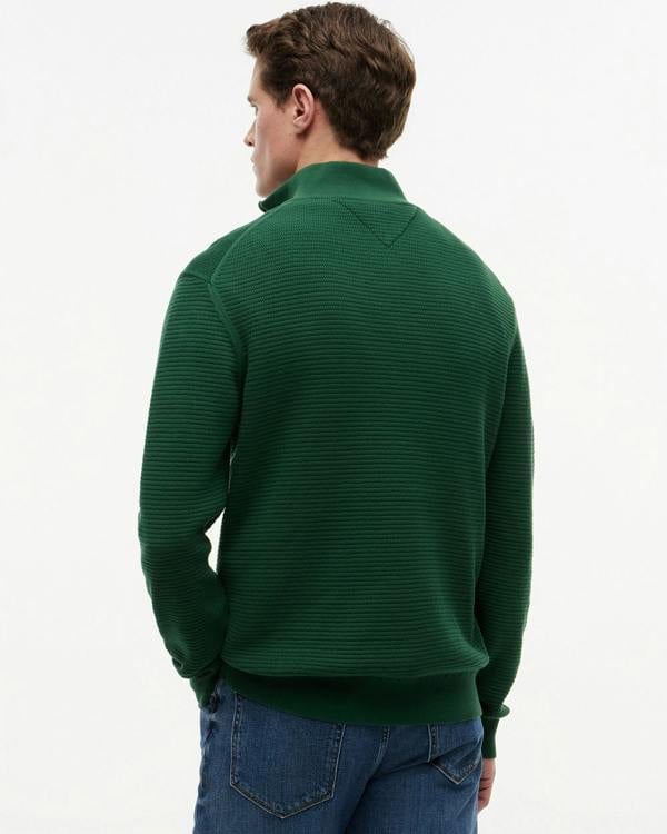 Tommy Hilfiger Seasonal Structure 1/4 Zip Mens Mock Neck Sweatshirt - Street Green