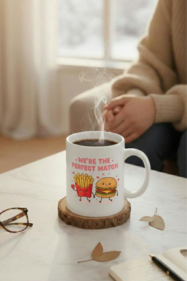 Dyzi We’re The Perfect Match Printed Ceramic Mug Valentine’s Day Gift