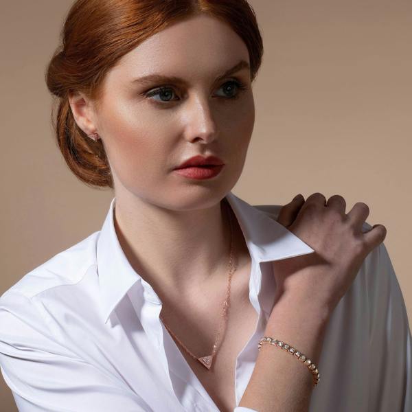 Rose Gold Tennis Bracelet with Swarovski Crystals - namana.london