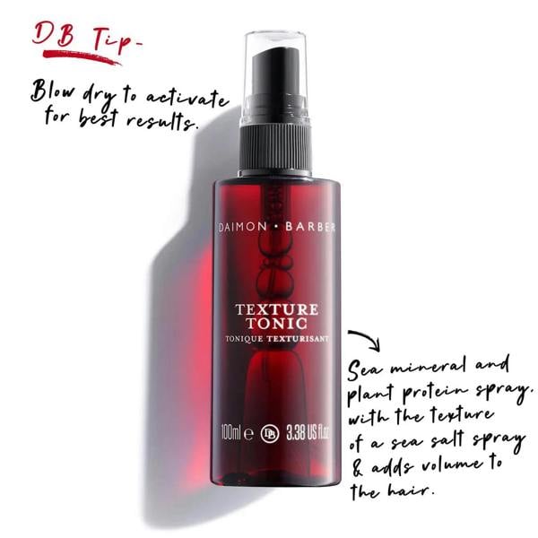 Texture Tonic bottle on white background with styling tips text