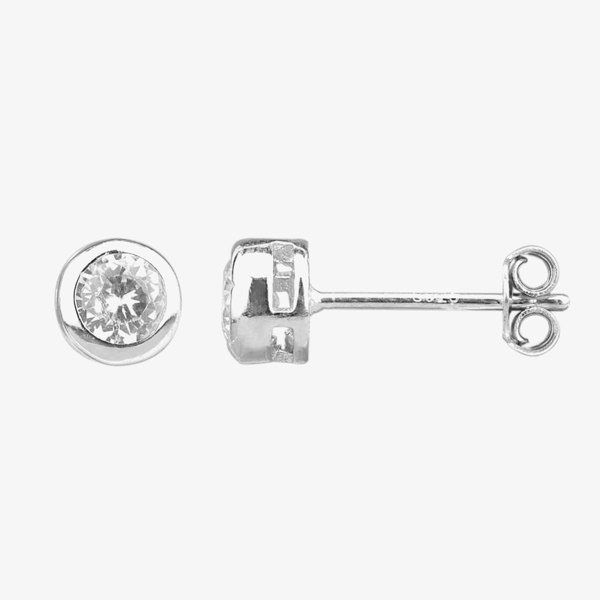 T. H. Baker Silver Cubic Zirconia Bezel-set Pendant and Earring Set SET11215