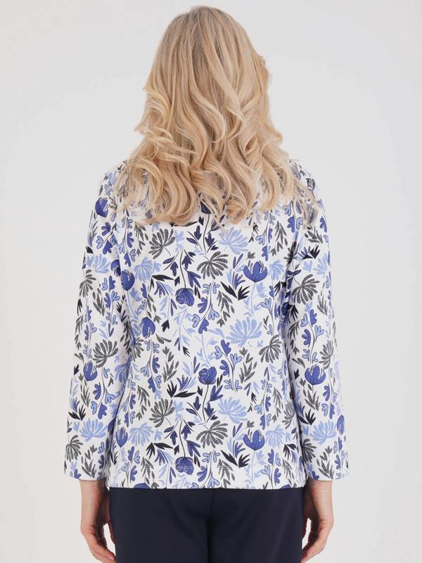 TIGI French Terry Floral Funnel Neck Top