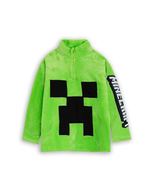 Vanilla Underground Minecraft Boys Green Creeper Long Sleeve Long Leg Pyjama and Jumper 3 Piece Set