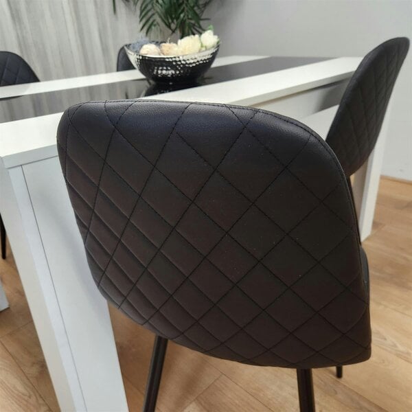 Kosy Koala Dining White Black Wood Table and 4 Leather Black Chairs Dining Room Set