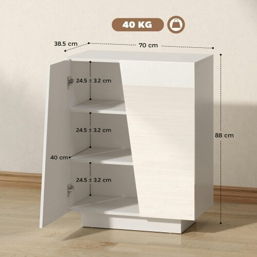 Wyld Haus Ranifa Modern High Gloss White Freestanding Storage Cabinet 2 Doors