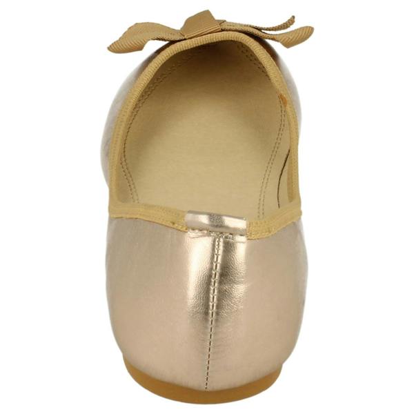 Spot On Ladies Spot On Flat Ballerina Ribbon Bow Vamp Shoe