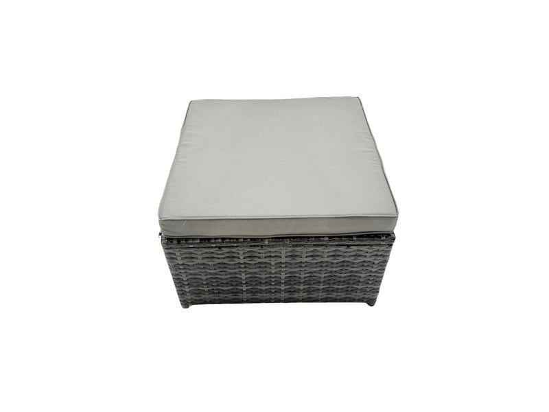 Fimous Garden Outdoor Rattan Furniture Set Rattan Reclining Chair 3 Seater Sofa with 2 Big Stools 2 Side Tables Dark Grey Mixed