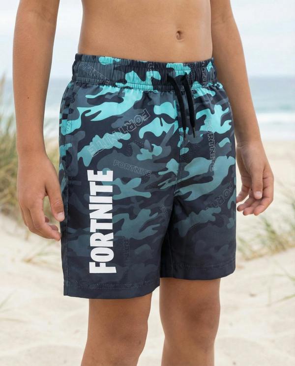 Vanilla Underground Fortnite Boys Blue Camoflage Swim Shorts