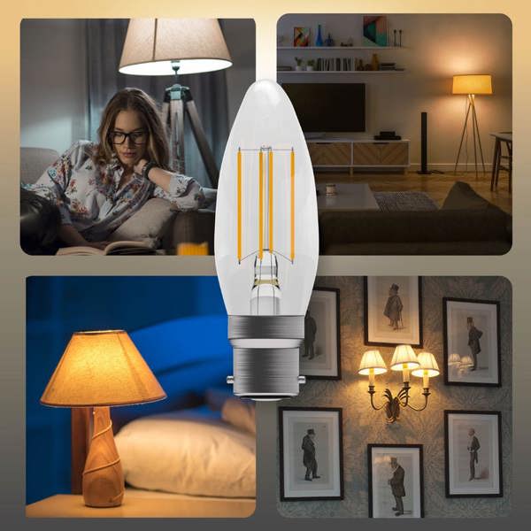 BELL Lighting B22 LED Filament Candle 4.5W Energy Saving Light Bulbs