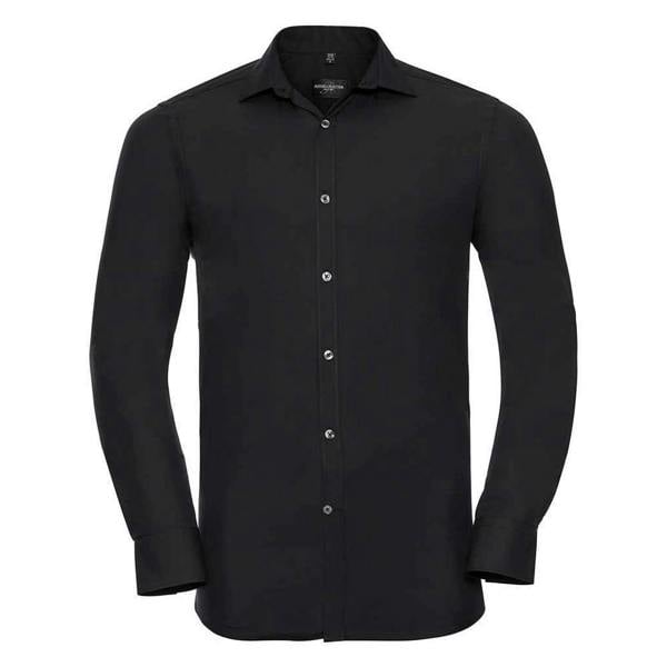 Russell Collection Mens Ultimate Stretch Long-Sleeved Formal Shirt - Black