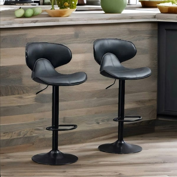 Rafaelo Mobilia Set Of 2 Grey Adjustable Swivel & Adjustable Height