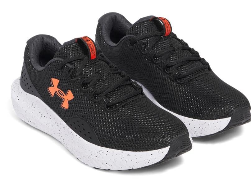 Under Armour Mens Under Armour Charged Surge 4 Running Trainers Black Red 3027000
