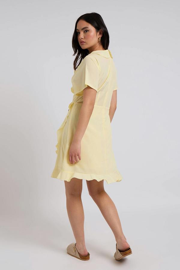 Urban Bliss Lemon Woven Frill Tea Dress With Lining