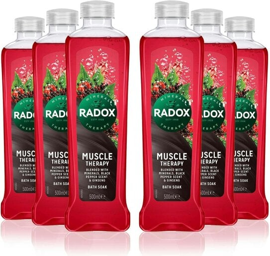 RADOX Muscle Therapy Bath Soak 6 x 500ml - Black Pepper & Ginseng