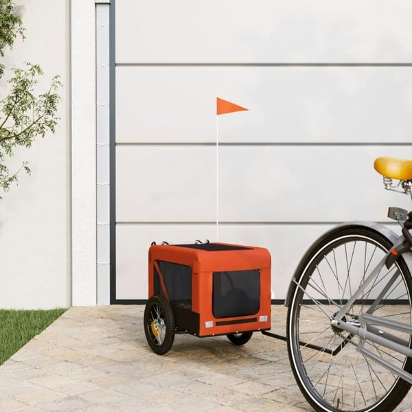 Berkfield Dog Bike Trailer Orange and Black Oxford Fabric&Iron
