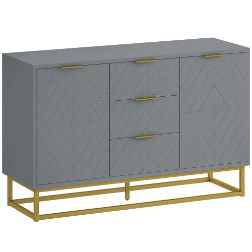 Wyld Haus Veli Grey Sideboard With 3 Drawers 2 Doors 2 Sehelves