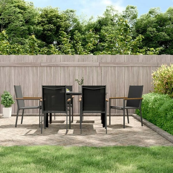 Berkfield 7 Piece Garden Dining Set Black Textilene and Steel
