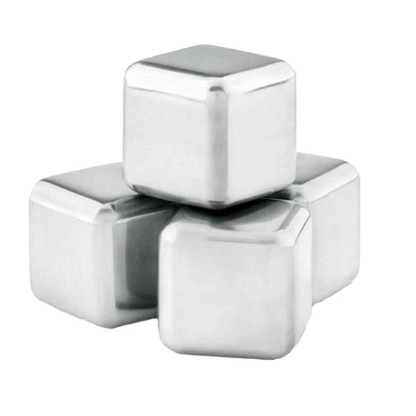 MidOcean Icy Stainless Steel Reusable Ice Cubes (Pack of 4) - Silver